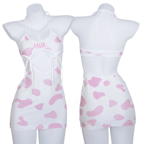 Drippin In Milk Dress - White and Pink / XS/S