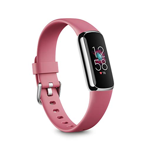 Fitbit Luxe-Fitness and Wellness-Tracker with Stress Management, Sleep-Tracking and 24/7 Heart Rate, Orchid/Platinum Stainless Steel, One Size, S & L Bands Included - Orchid/Platinum Stainless Steel - Tracker