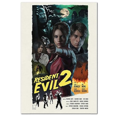 Resident Evil 2 Remake Poster | Movie Retro Style Art | High Quality Prints (16x24) - 16x24