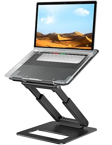Laptop Stand for Desk Adjustable Height, Ergonomic Sit Stand Computer Stand for Good Posture, Aluminum Standing Laptop Riser for Protecting Spine Compatible with MacBook Pro, All Laptops 10-17"-Black - Black