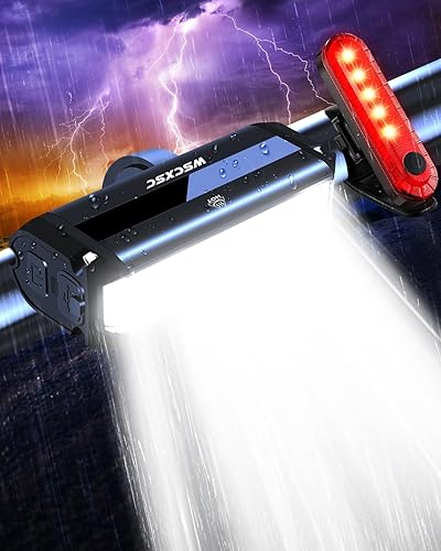 Bright Bike Light for Night Riding, 9000 Lumen Bicycle Light High Beam Low Beam, USB Rechargeable Bicycle Headlight Set, Waterproof Bike Headlight and Taillight for Adult Kid Mountain - 9000 Lumens