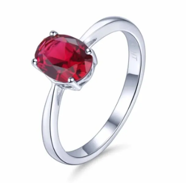 Ruby Sterling Silver Women Rings Oval Cut Created Ruby Romantic Style Colorfule Gemstone Women Birthday Party Jewelry 925 Rings