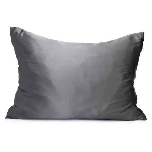 Kitsch 100% Satin Pillowcase with Zipper | Softer Than Silk | Cooling Satin Pillowcase | Satin Pillow Case Cover | Vegan Silk Pillowcase for Hair & Skin | Standard/Queen Silk Pillowcase (Charcoal)