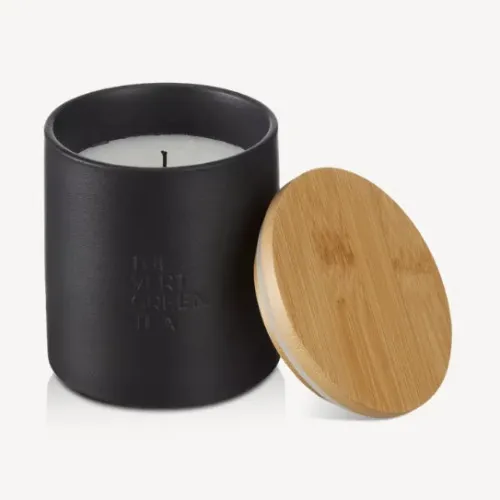 Chandelle au thé vert avec couvercle en bois Bouclair