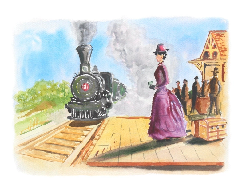 Back to the Future art, ORIGINAL, Movie art, Watercolour painting, Clara Clayton, train painting, by al hayball