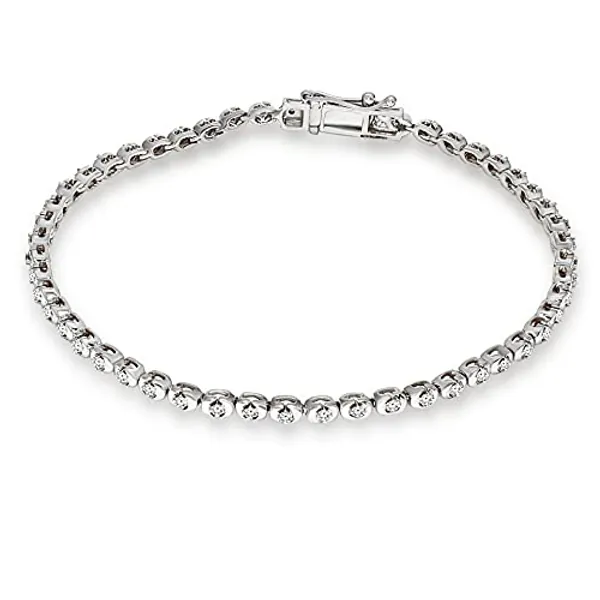 1/3 Carat | White Gold | Natural Diamond Bezel Setting Tennis Bracelet | G-H Color, I3 Clarity | Tanache