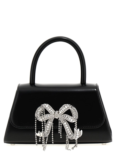 Black Leather Mini Bow Hand Bags Black