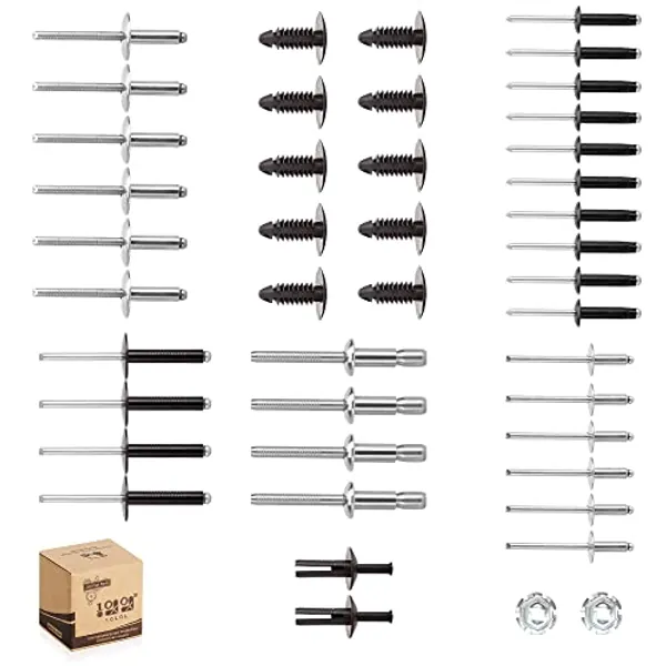 10L0L Golf Cart Complete Body Metal Rivet Hardware Kit for 1994+ EZGO TXT Gas/Electric with Extra 10 PCS Plastic Fastener Tree Rivets