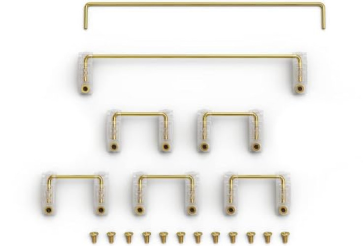 Glorious Keyboard Stabilizer GSV2 Kit for Mechanical Keyboards, Gold Wire and Premium Polymer, MX Compatible, Easy Screw-in, PCB Mount, Enhanced Sound on GMMK 2, PRO & Numpad (2u, 6.25u, and 7u)