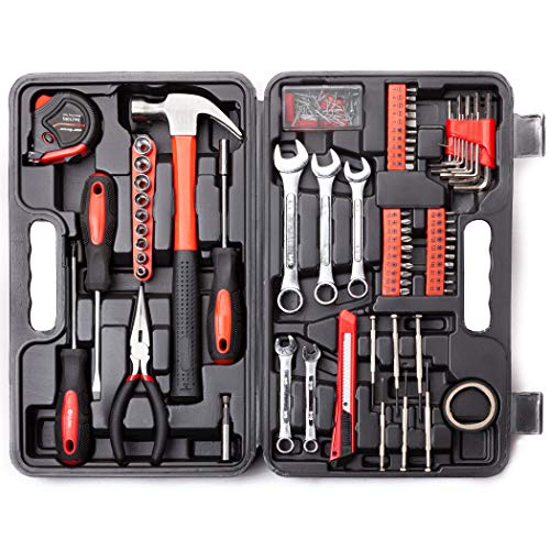 CARTMAN 148 Piece Automotive and Household Tool Set - Perfect for Car Enthusiasts and DIY Home Repairs - 148-Pieces - Red