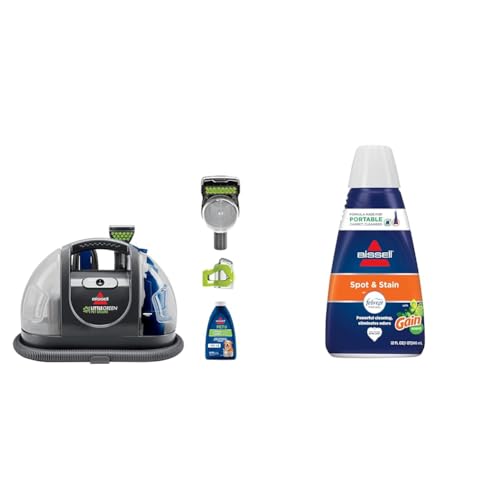 Bissell Little Green Pet Deluxe Portable Carpet Cleaner and Car/Auto Detailer, 3353 + BISSELL Spot & Stain with Febreze + Gain Original Scent Formula for Little Green Devices, Portable Carpet Cleaners - LG Pet Deluxe + Gain + Febreze Formula
