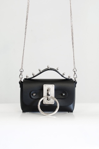 Mini Choker Bag - Spiked (+ More Colors) | Black + Silver / - / Large Strap (1-12")