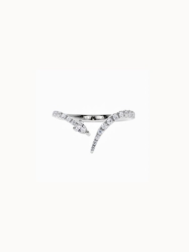 Pavé V Snake Ring - White Gold - T 1/2 (US 10.25)