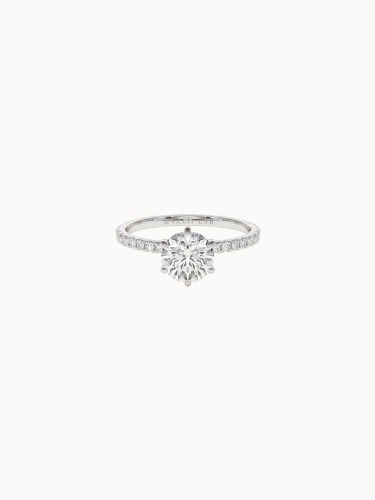 Solitaire Diamond Engagement Ring with Pavé Band
