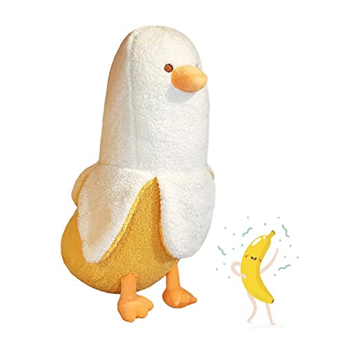 Cute Banana Duck Plush Toy, Cartoon Stuffed Animals Duck Soft Fluffy Peel Banana Duckling Hugging Cushion, Cozy Duck Throw Pillows for Home Living Room Decoration Kids Gift (#C 19.6inch/50CM) - #C 50CM