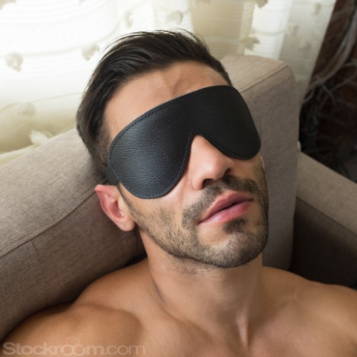 Padded Leather Blindfold - Black