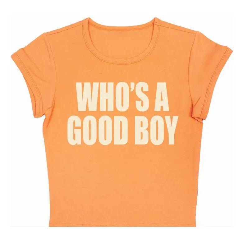 Who's A Good Boy - Orange Baby Tee | M