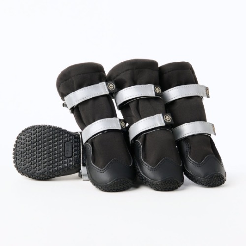 Flex Shell Water-resistant Dog Boots - Black | A) Width: 1.6"/4.0cm for 13-23lbs/6-10kg