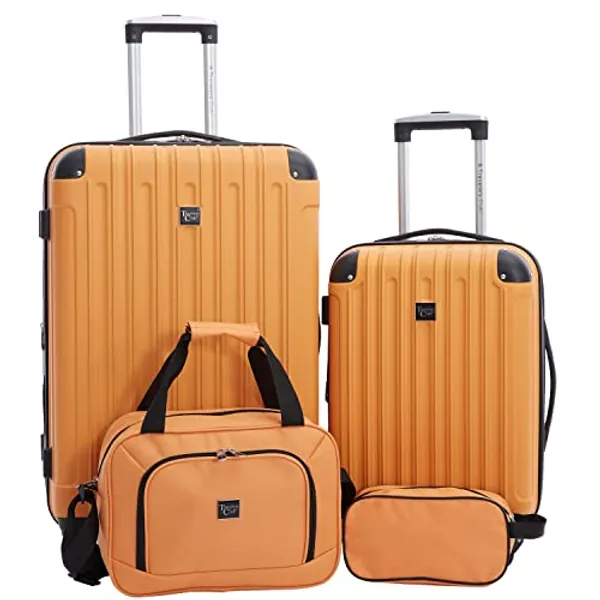Travelers Club Midtown Hardside Luggage Travel, Butterscotch, 4-Piece Set