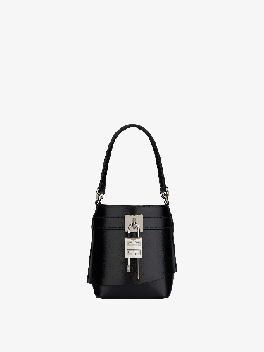 Givenchy - Micro Shark Lock bucket bag in Box leather - Black