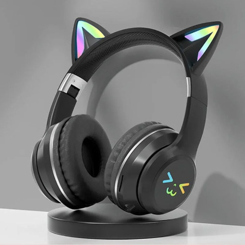 RGB Cat ears black headphones