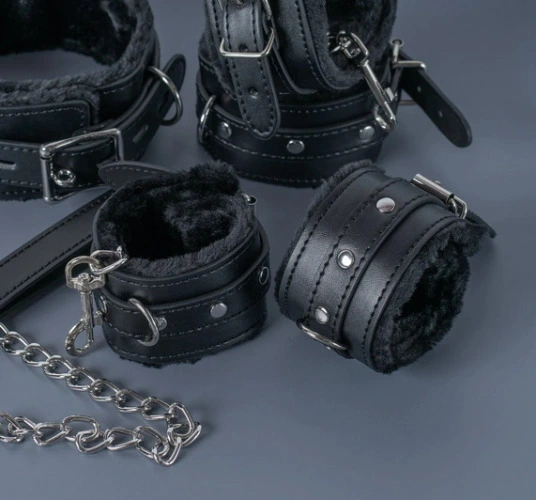 Black furred handcuffs
