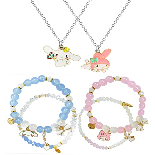 6 PCS Cartoon Pink and Blue Set for Girl Women Lover Bestie Kawaii and Adorable Set - M&C