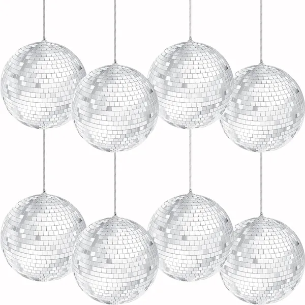Mirror Ball With Attached String For Hanging Ring, Reflects Light, Party Favor, 4" (8-Pack)