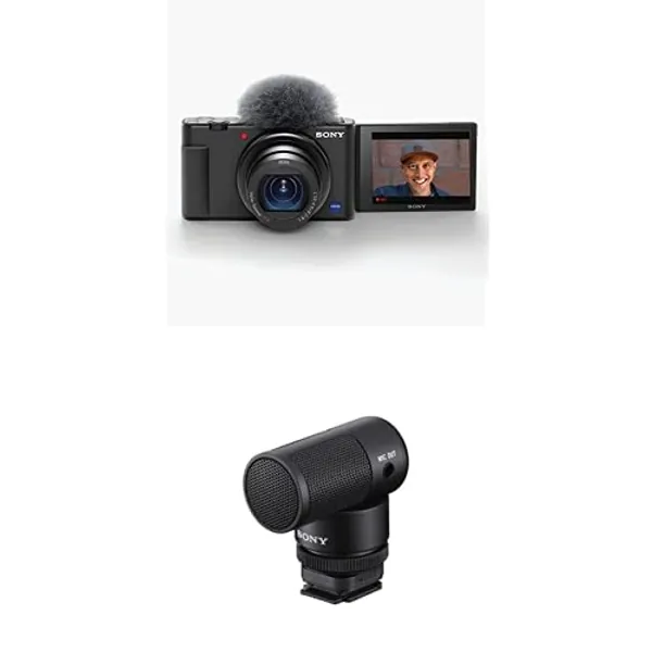 Sony ZV-1 Digital Camera for Content Creators, Vlogging and YouTube with Flip Screen, Touchscreen Display, Live Video Streaming, Webcam with Vlogger Shotgun Microphone ECM-G1 - w/ Shotgun Mic Black