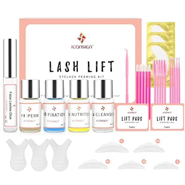 Lash Lift Kit - Eyelash Perm Kit - Professional Eyelash Curling Set - Glue Upgraded Version - Semi-Permanent Curling Perming Wave Suitable for Salon at Home