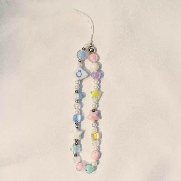 Kawaii Beaded Phone Lanyard Cute Phone Charm - A