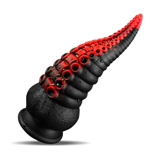 Fantasy Dildo Octopus Tentacle Dildo Dragon Sex Toy for Women & Men, Tentical Monster Dildo Big Anal Toys for Beginners, Silicone Tentacle Adult Butt Toys for G spot & Anal Pleasure - M - Lava