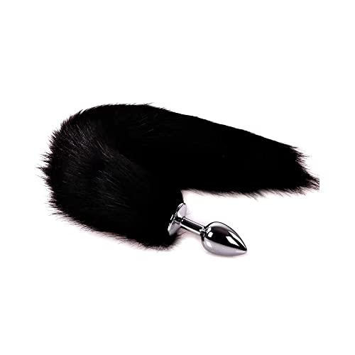 Betot Designed for Sexy Fox Tail Cosplay Anal/Butt Plug Adult Sex Toys for Women Men Couple Stainless Steel - Black