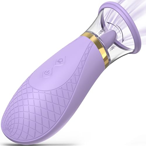 Clitoral Sucking Vibrator Sex Toys, 3 Sucking 9 Licking Modes Nipples Clit Sucker for Quick Orgasm, Tongue Vibrators Adult Toys for Women Couples (Mild Lavender) - Mild Lavender