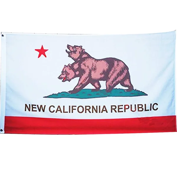 New California Republic Flag 3X5Ft Banner For Bar Party Office Decoration Polyester Canvas Head with Metal Grommet Double-headed Bear Flag 1Pc