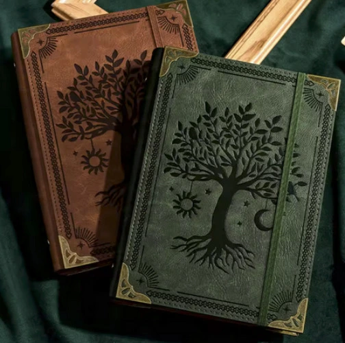 A5 thickened notebook leather loose-leaf work notepad student binder diary, With 120 inner pages