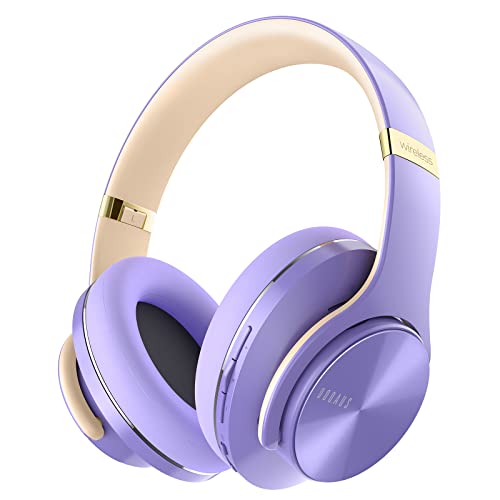 DOQAUS Wireless Headphones Over Ear, [52 Hrs Playtime] Bluetooth Headphones with 3 EQ Modes, Hi-Fi Stereo Foldable Headphones with Mic, Comfortable Earpads for iPhone/Laptop/Home Office (Purple) - Purple