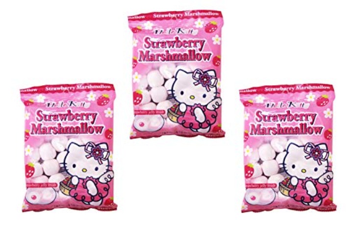 Hello Kitty Strawberry Marshmallow 90g, 3 Pack - Strawberry - 3.17 Ounce (Pack of 3)