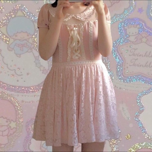Repop !! Liz Lisa dusty pink lace dress 
size small!... | Depop
