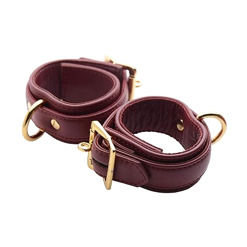 Strict Leather Burgundy Luxury Locking Wrist Cuffs