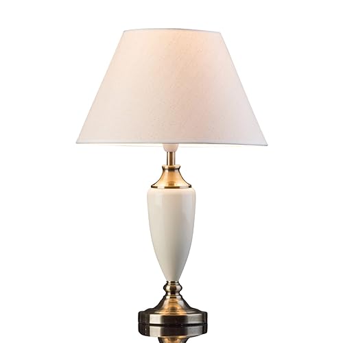 Classic Ceramic Table Lamp (Cream & Antique Brass)