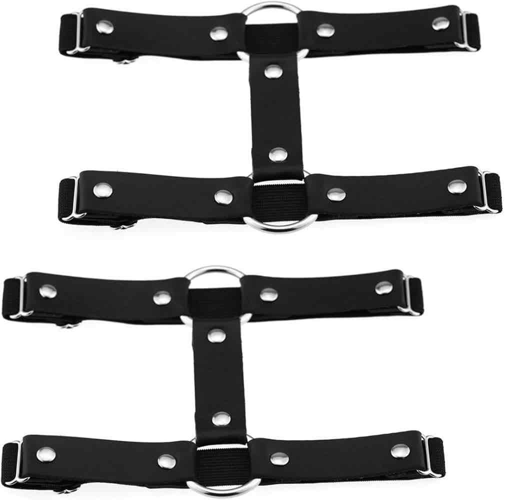 VENESUN 2 Pieces Adjustable Elastic Leather Thigh Harness Belt, 2 Rows Punk Leg Garter for Women, Red