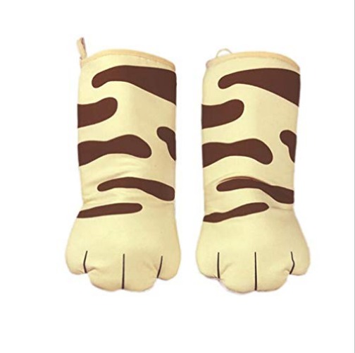 Thick Cotton Oven Mitts Cute Cat/Paw Design Baking Gloves Heat Resistant Cooking Gloves Potholder Funny Grilling Microwave Mittens Backer Kitchen Tools, 1 Pair - Cat Paw