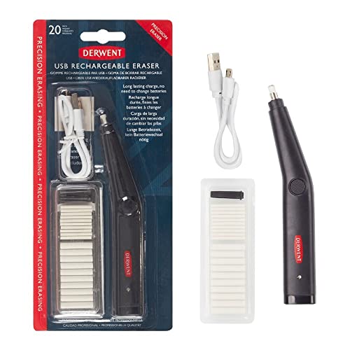 Derwent - Gomme Électrique USB, Idéale pour Effacer avec Précision, Qualité Professionnelle, 2305810 - Gomme électrique USB