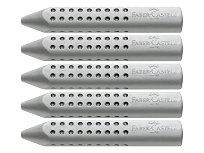 Faber-Castell 187100 - Grip 2001 - Lot de 5 gommes triangulaires - Gris - gris
