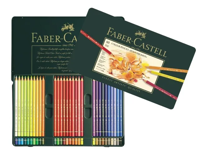 Boîte en métal de 60 crayons polychromos