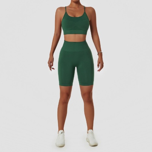Muse Seamless Shorts Set (Shorts + Top) - Forrest Green / S