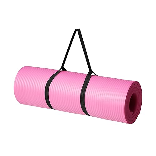 Amazon Basics 1/2 Inch Extra Thick Exercise Yoga Mat with Carrying Strap - Pink