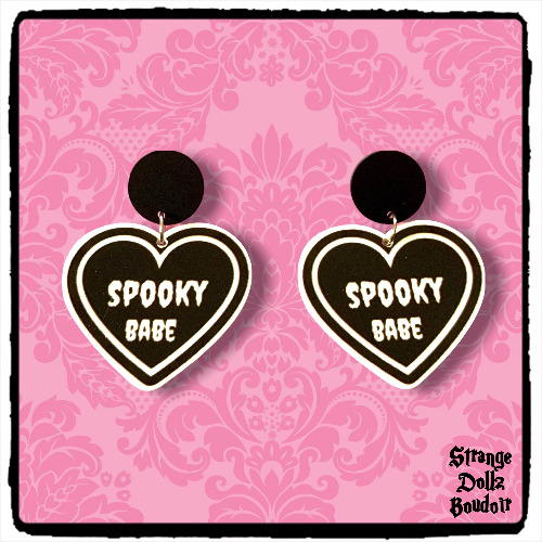 Spooky Babe earrings, Gothic earrings, Halloween earrings, Handmade earrings, cute gothic