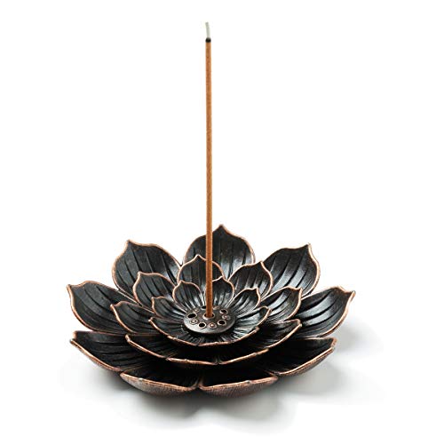 GARMOLY Incense Burner, Incense Holder for Sticks, Brass Lotus Incense Stick Holder and Detachable Ash Catcher - 1 - Standard
